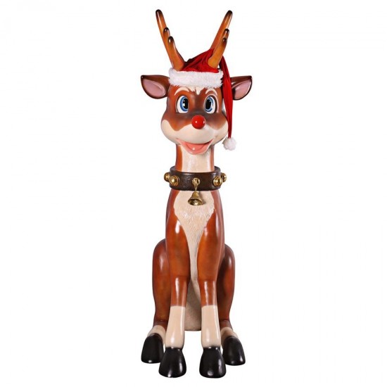 Design Toscano Giant Sitting Red Nosed Reindeer Statue