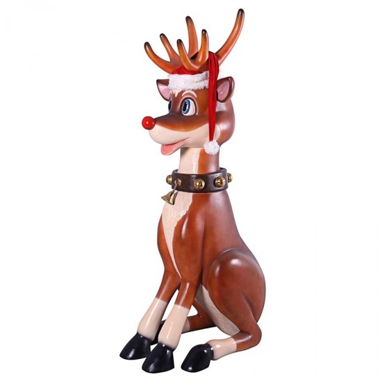 Design Toscano Giant Sitting Red Nosed Reindeer Statue