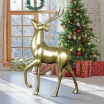 Design Toscano Santas Gold Prancing Reindeer Statue