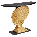 Design Toscano Black And Gold Gilt Shell Console Table