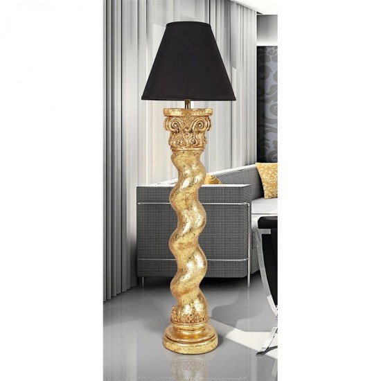 Design Toscano Gold Bernini Barley Twist Floor Lamp