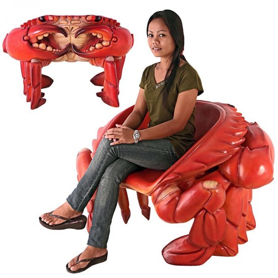 Design Toscano Spice Islands King Crab Chair Red Finish