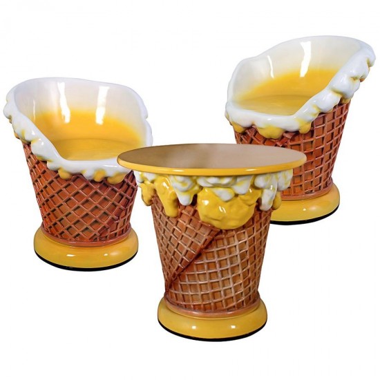 Design Toscano S/2 Ice Cream Cone Chairs & Table