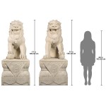 Design Toscano Male & Female Foo Dogs With Plinths