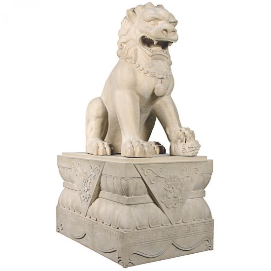 Design Toscano Female Foo Dogs With Plinth