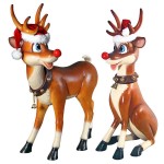 Design Toscano S/2 Large Red Nosed Reindeer Statues