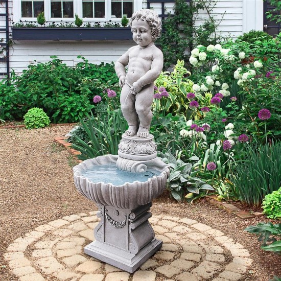 Design Toscano Manneken Pis W/ Shell Pump And Plinth