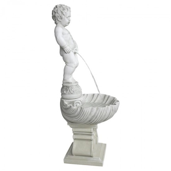 Design Toscano Manneken Pis W/ Shell Pump And Plinth