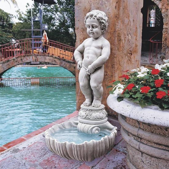 Design Toscano Manneken Pis W/ Shell Basin & Pump