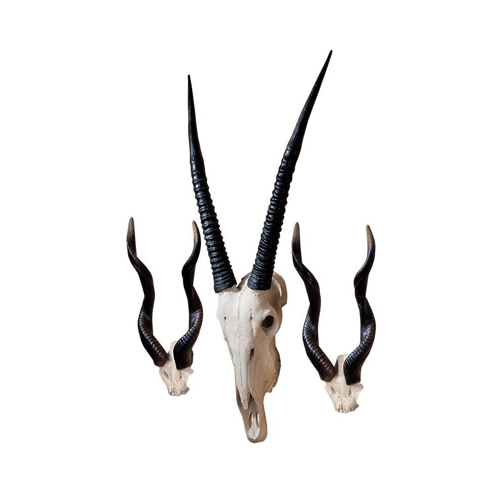 Design Toscano Set Of 2 Kudu & 1 Gemsbok Trophies
