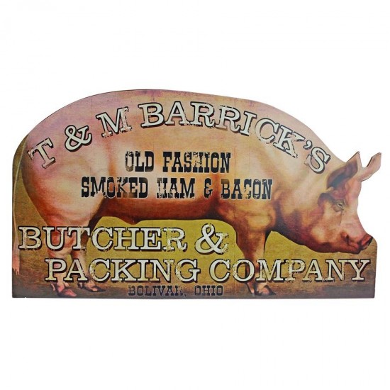 Design Toscano Ham & Bacon Retro Advertising Pig Sign