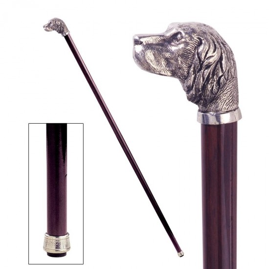 Design Toscano Hunting Dog Pewter Handle Walking Stick