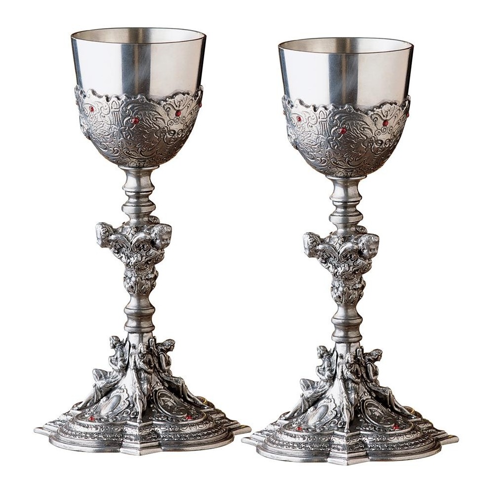 Design Toscano Set Of 2 Santa Croce Pewter Chalices