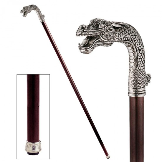 Design Toscano Asian Dragon Pewter Walking Stick