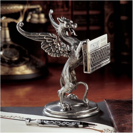 Design Toscano Pewter Gryphon Card Holder