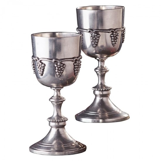 Design Toscano Pair Of Grape Harvest Pewter Goblets