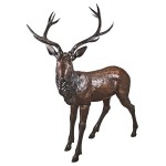 Design Toscano Standing Buck Deer Bronze Statue