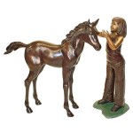 Design Toscano Equestrian Girl With Foal Statue Set