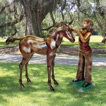 Design Toscano Equestrian Girl With Foal Statue Set