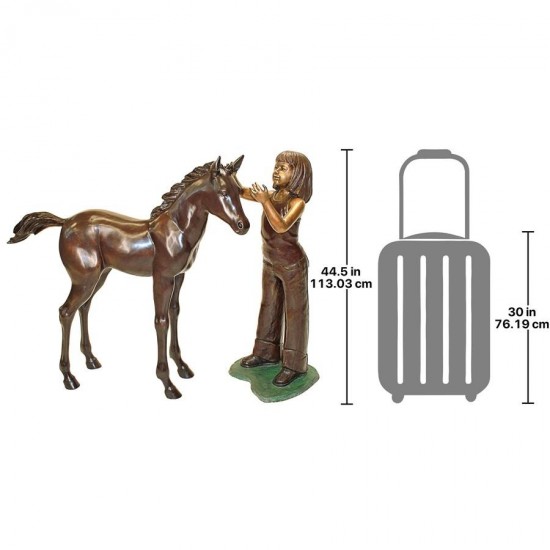 Design Toscano Equestrian Girl With Foal Statue Set