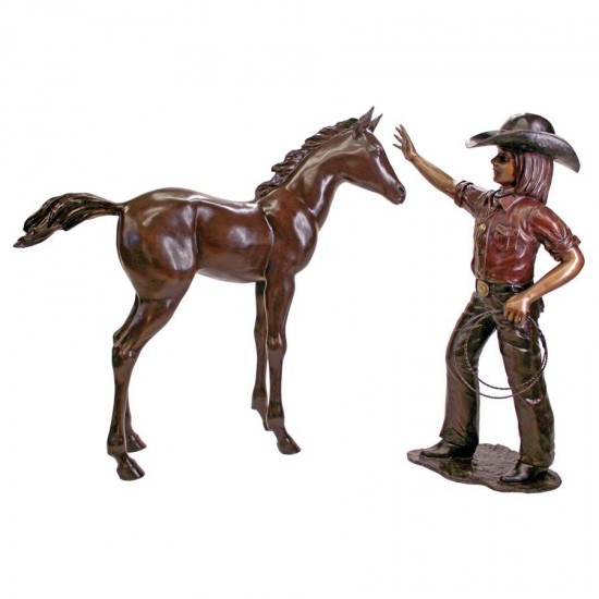 Design Toscano Little Cowgirl With Foal Set