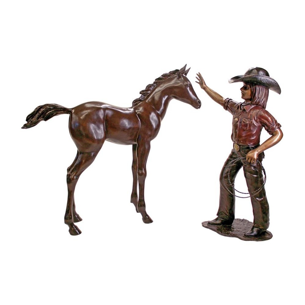 Design Toscano Little Cowgirl With Foal Set