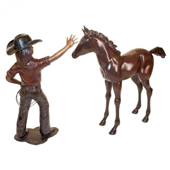 Design Toscano Little Cowgirl With Foal Set