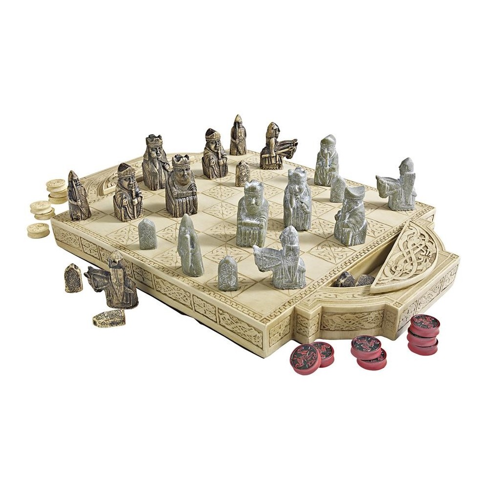 Design Toscano Isle Of Lewis Chess Set W/ Board