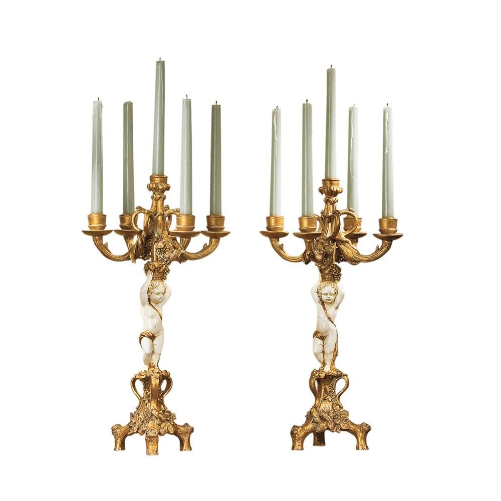 Design Toscano S/2 Cherubs Harvest Candleabras