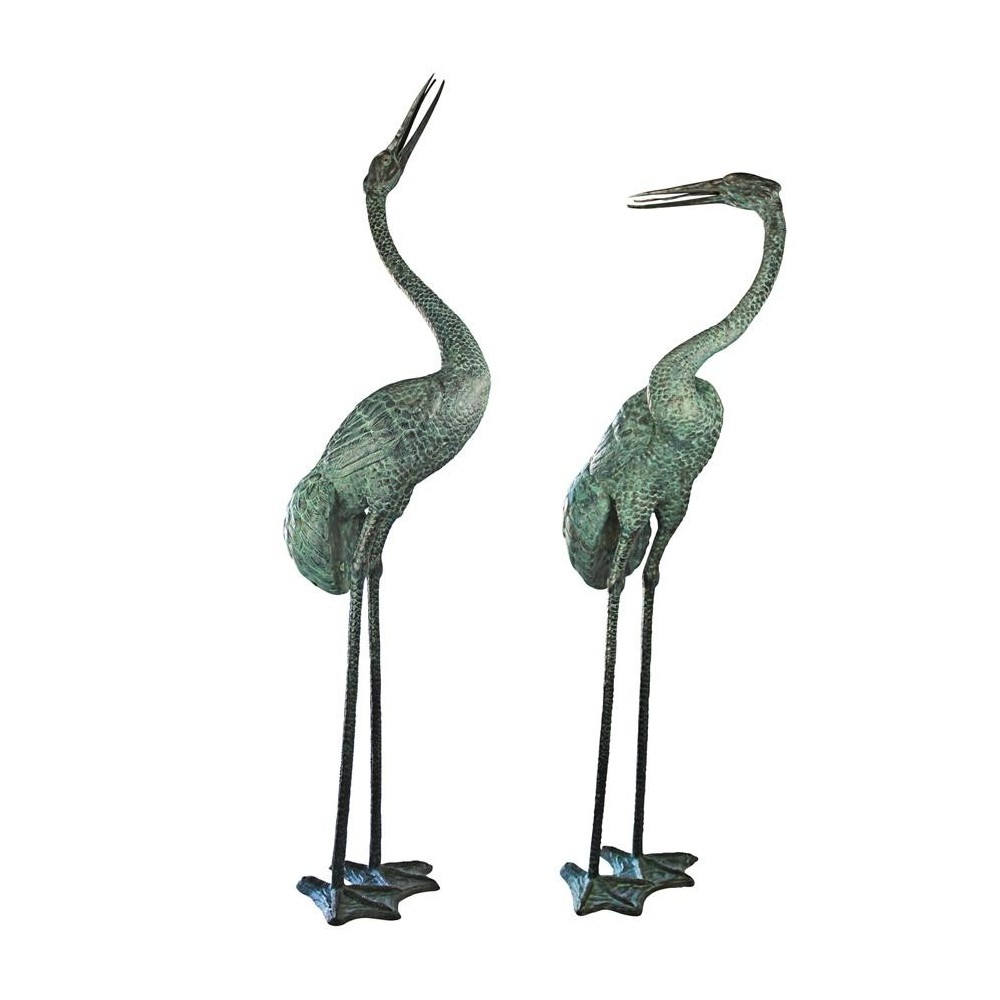 Design Toscano Colossal Cranes Bronze Statue Set