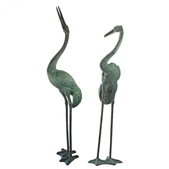 Design Toscano Colossal Cranes Bronze Statue Set