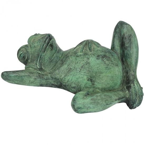 Design Toscano Spitting Lazy Frog Verdi Brozne Statue