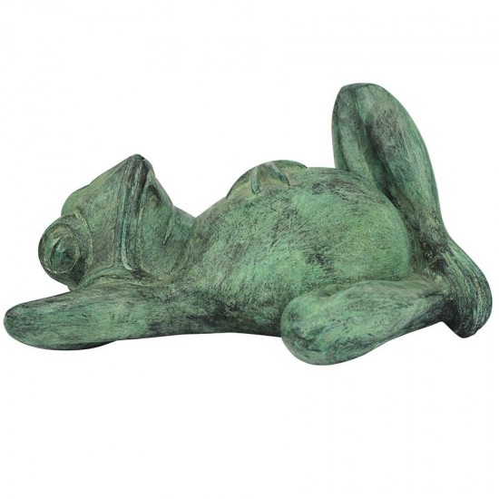 Design Toscano Spitting Lazy Frog Verdi Brozne Statue