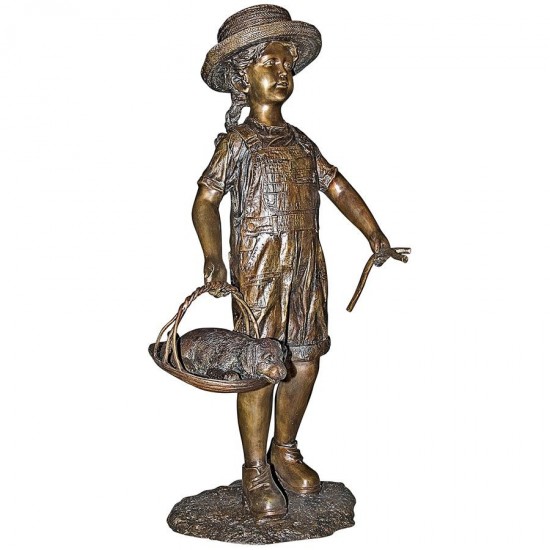 Design Toscano Hatti With Her Puppy Bronze