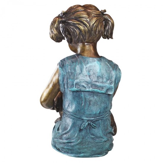 Design Toscano Sitting Savannah Girl With Dog Bronze