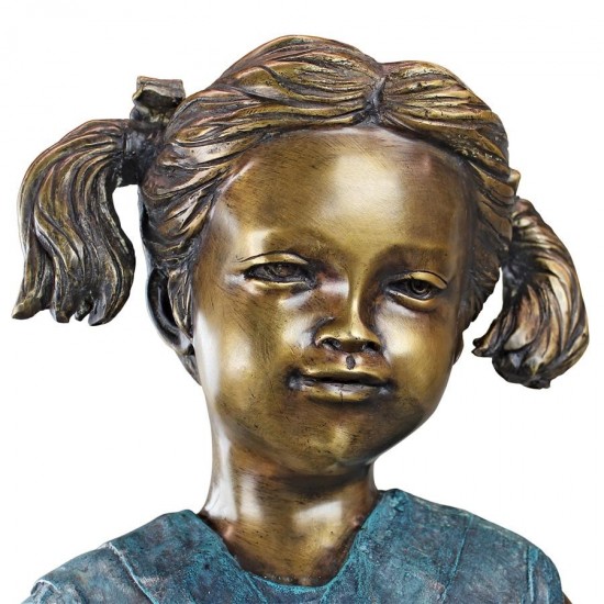 Design Toscano Sitting Savannah Girl With Dog Bronze