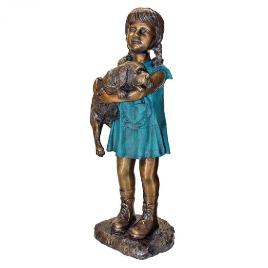 Design Toscano Can I Keep Him Girl With Dog Bronze