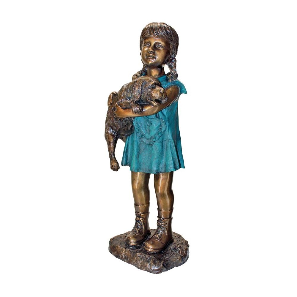 Design Toscano Can I Keep Him Girl With Dog Bronze