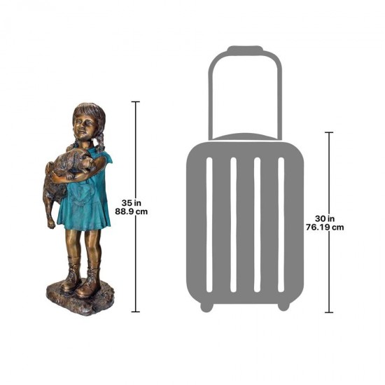 Design Toscano Can I Keep Him Girl With Dog Bronze