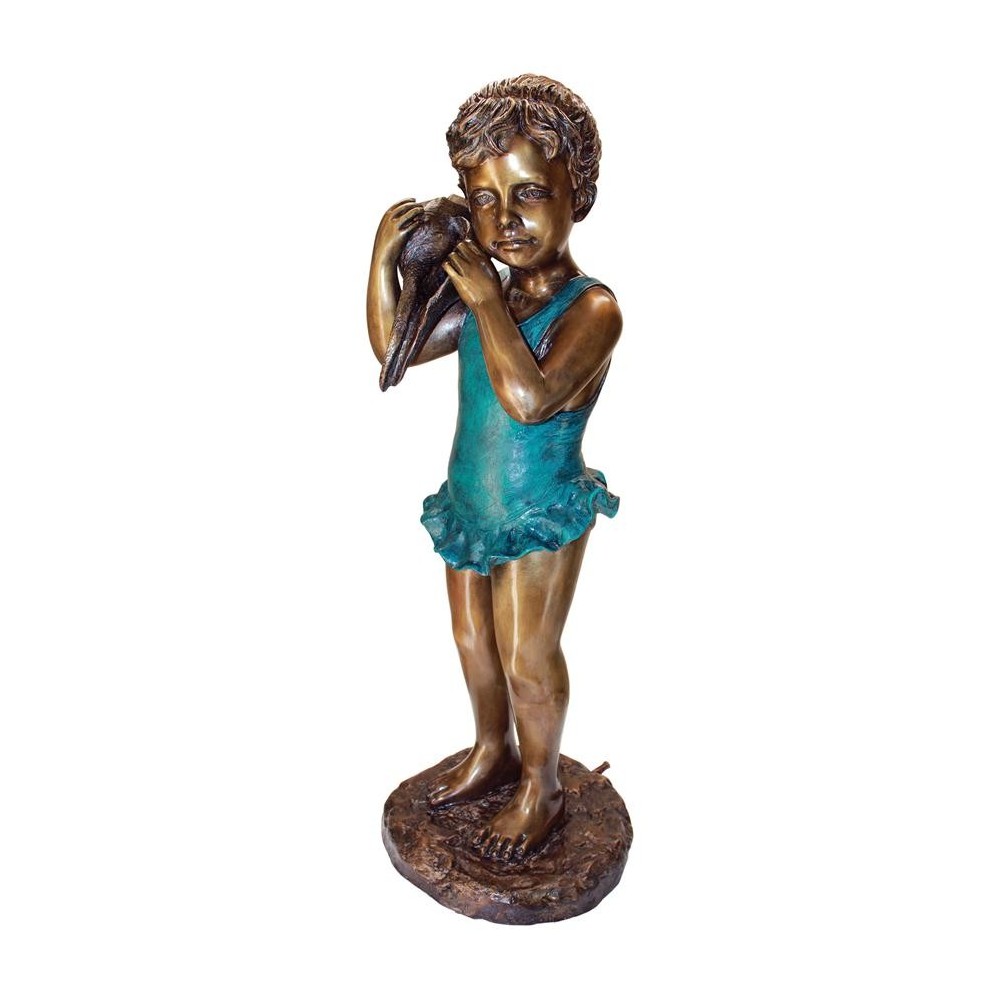 Design Toscano Sea Shell Sounds Standing Girl Bronze