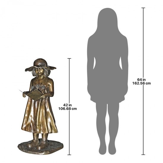 Design Toscano Beulahs Sundress Girl Reading Bronze