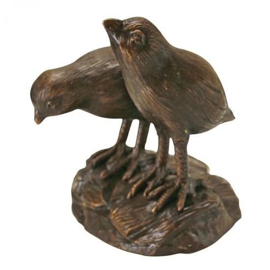 Design Toscano Twin Baby Quail Chicks Bronze Statue