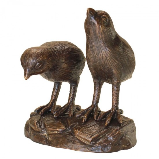 Design Toscano Twin Baby Quail Chicks Bronze Statue