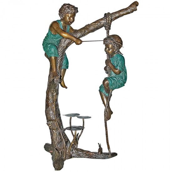 Design Toscano Frolicking Fisher Boys On Tree Bronze