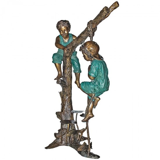 Design Toscano Frolicking Fisher Boys On Tree Bronze