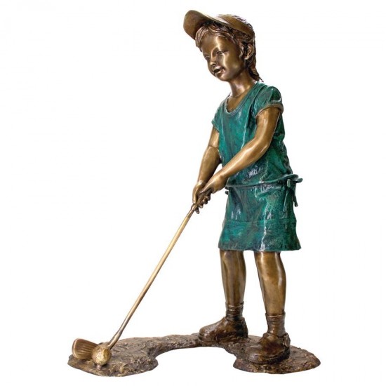 Design Toscano Gabrielle Girl Golfer Bronze Statue