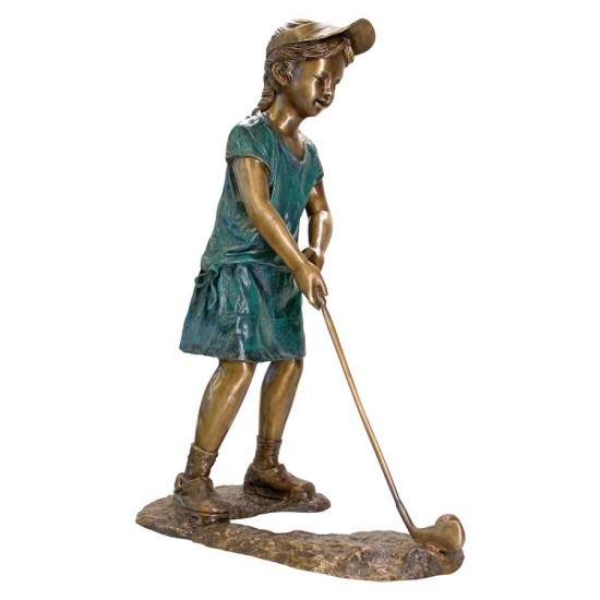 Design Toscano Gabrielle Girl Golfer Bronze Statue