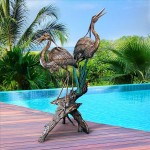 Design Toscano Two Herons On A Log Bronze Statue