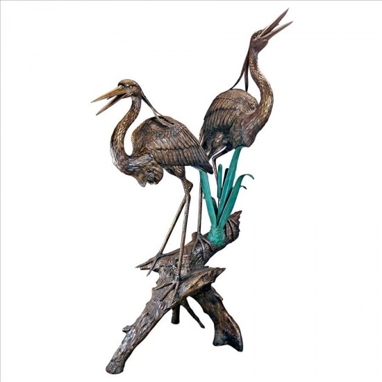 Design Toscano Two Herons On A Log Bronze Statue