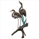 Design Toscano Two Herons On A Log Bronze Statue